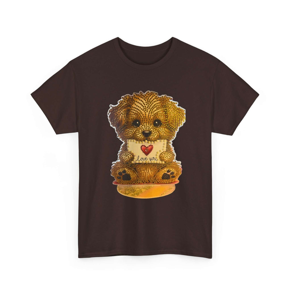 Puppy Love T‑Shirt — Cute Brown Puppy Holding Heart Tee (I Love You)
