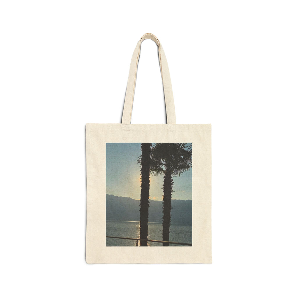 Canvas Tote Bag — Vintage Sunset Palm Beach Print