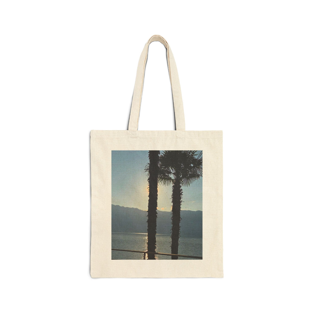 Canvas Tote Bag — Vintage Sunset Palm Beach Print