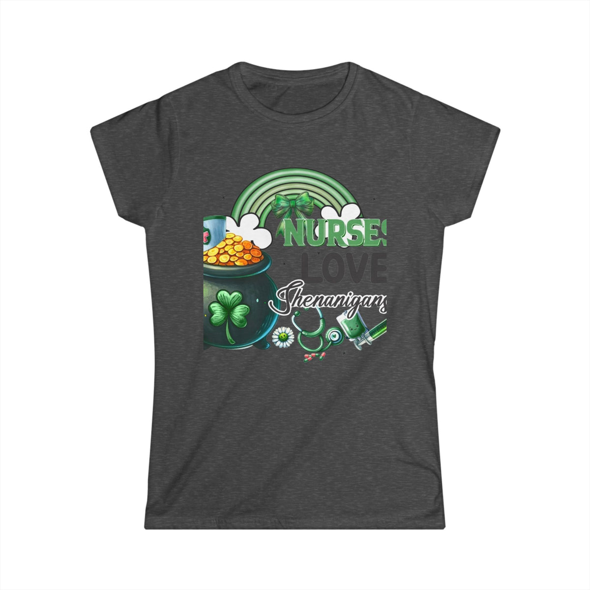 Nurse Love Shenanigans Women's Tee – St. Patrick's Day Shamrock & Pot of Gold