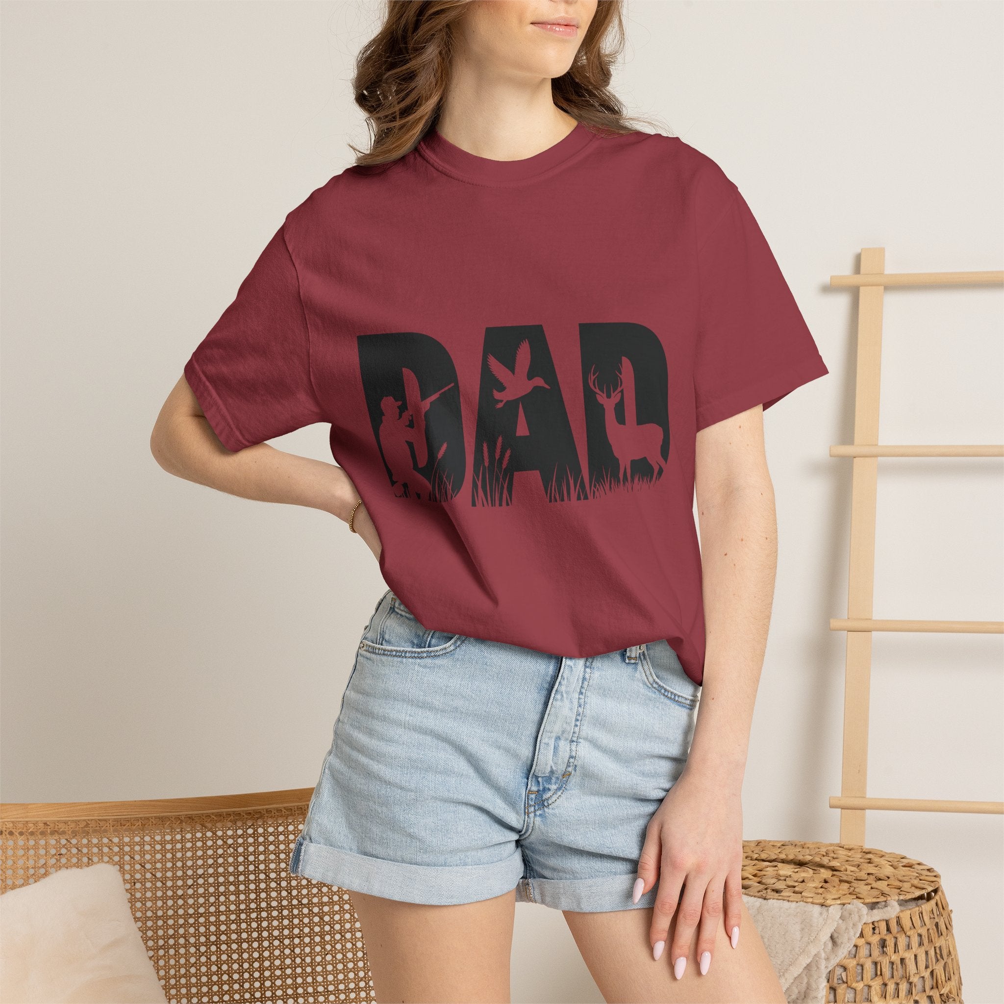 Dad Silhouette Nature T-Shirt — 'DAD' Deer & Camper Outdoor Graphic Tee