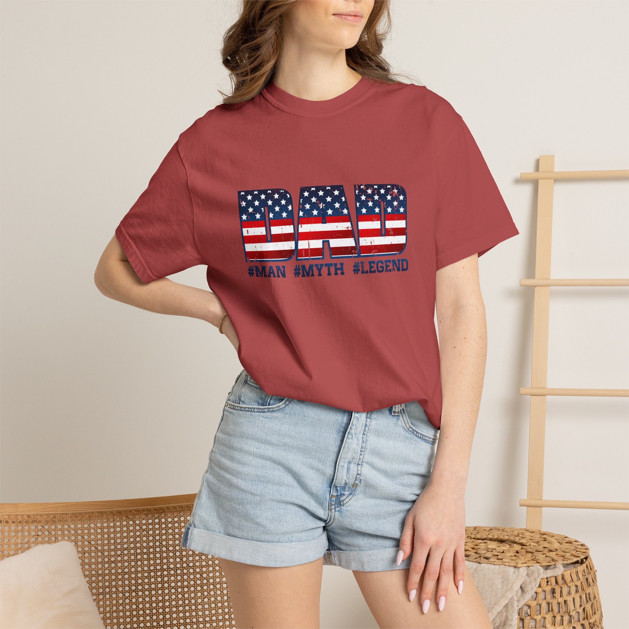 Dad Patriotic T-Shirt - "DAD" American Flag Design (#Man #Myth #Legend)