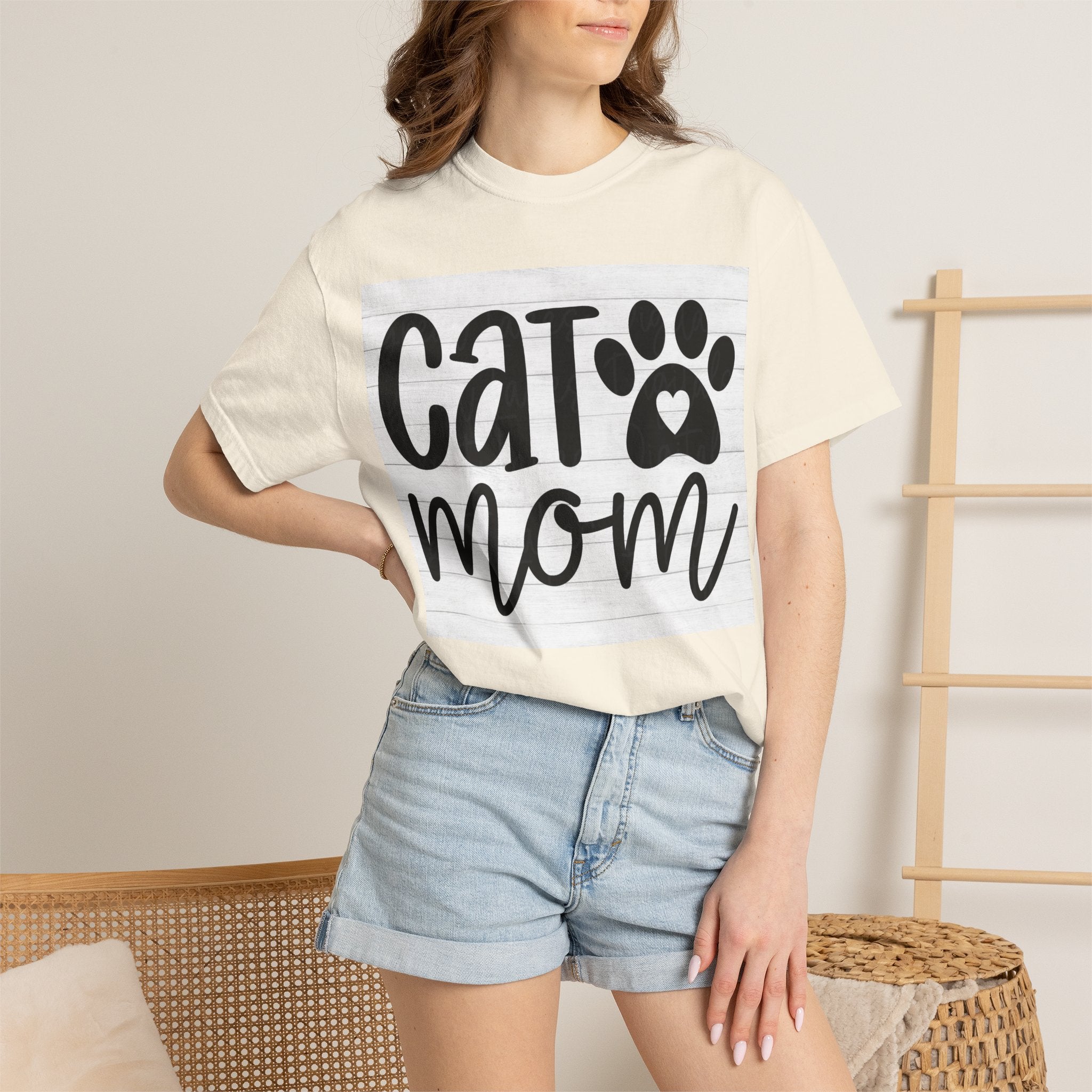 Garment-Dyed Cat Mom Tee