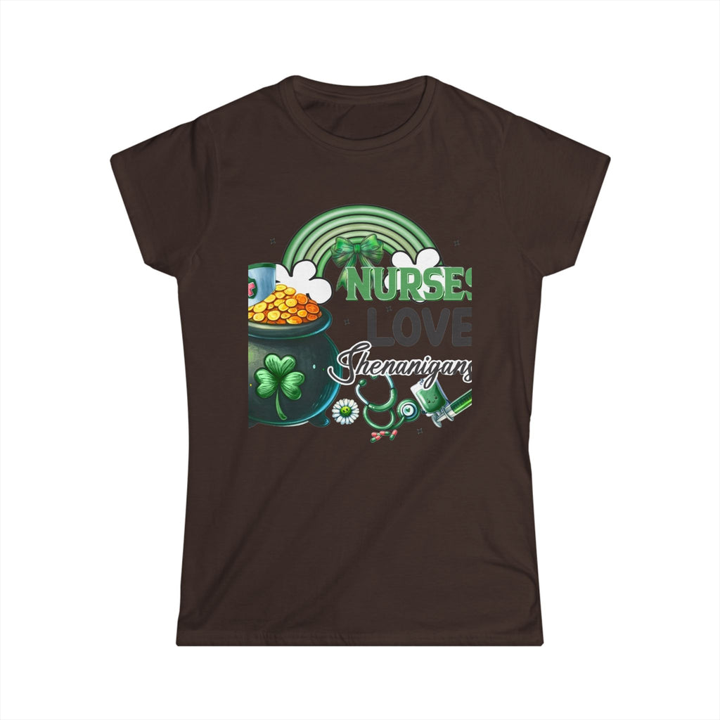 Nurse Love Shenanigans Women's Tee – St. Patrick's Day Shamrock & Pot of Gold