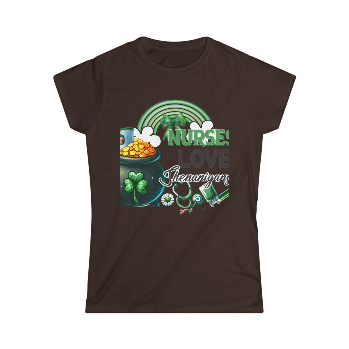 Nurse Love Shenanigans Women's Tee – St. Patrick's Day Shamrock & Pot of Gold