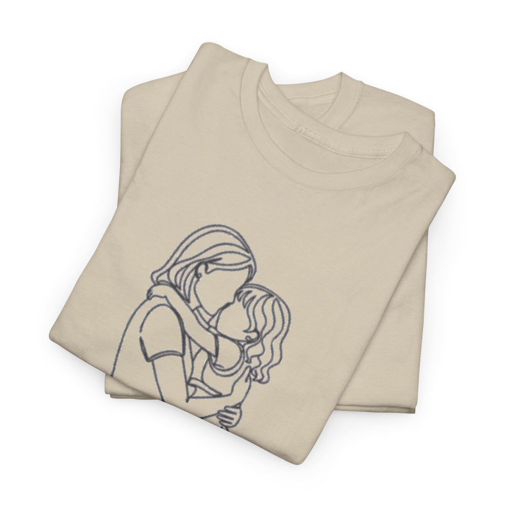 Mother and Daughter Line Art Tee — Minimalist Family Love Shirt
