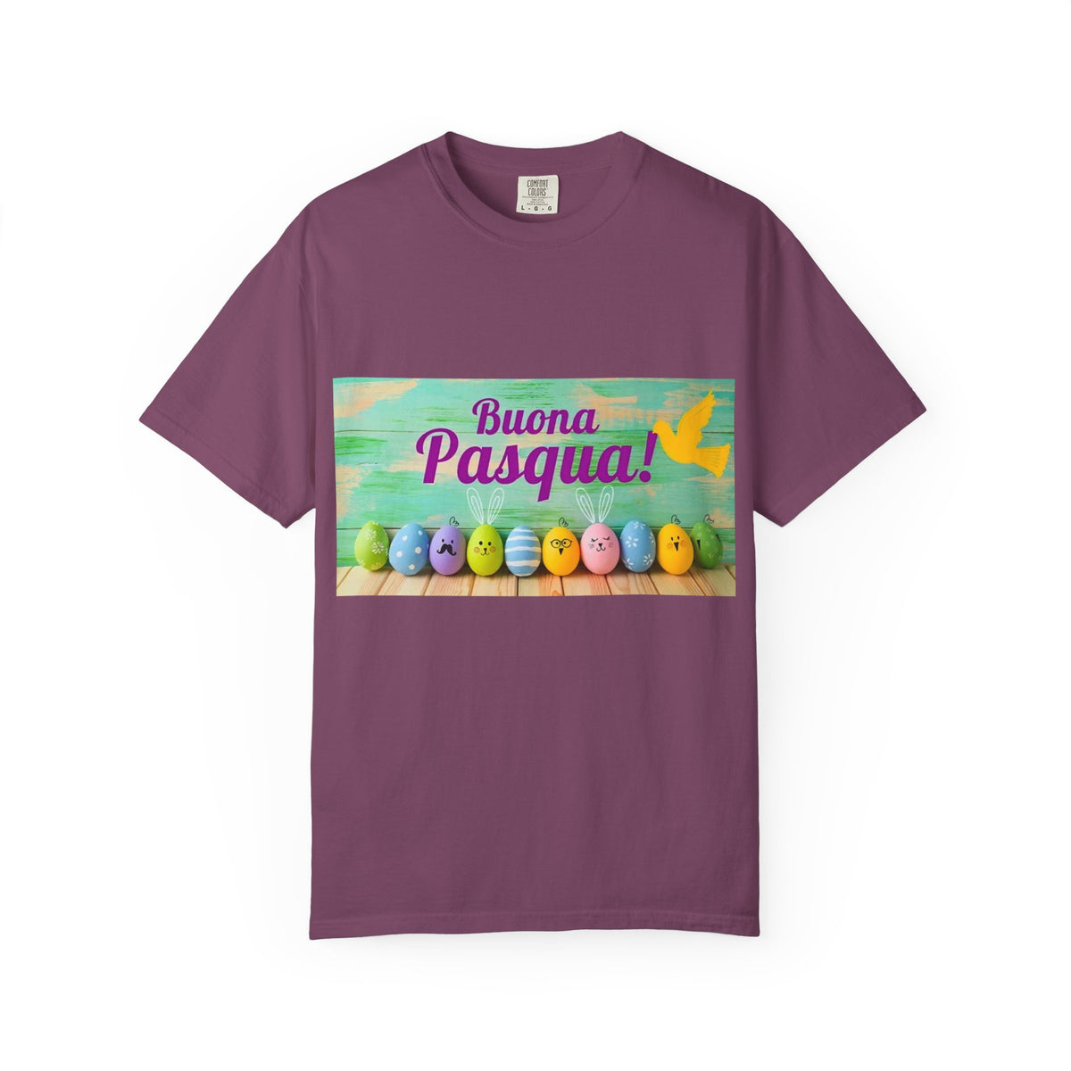 Easter T-Shirt — "Buona Pasqua" Colorful Bunny Eggs Graphic