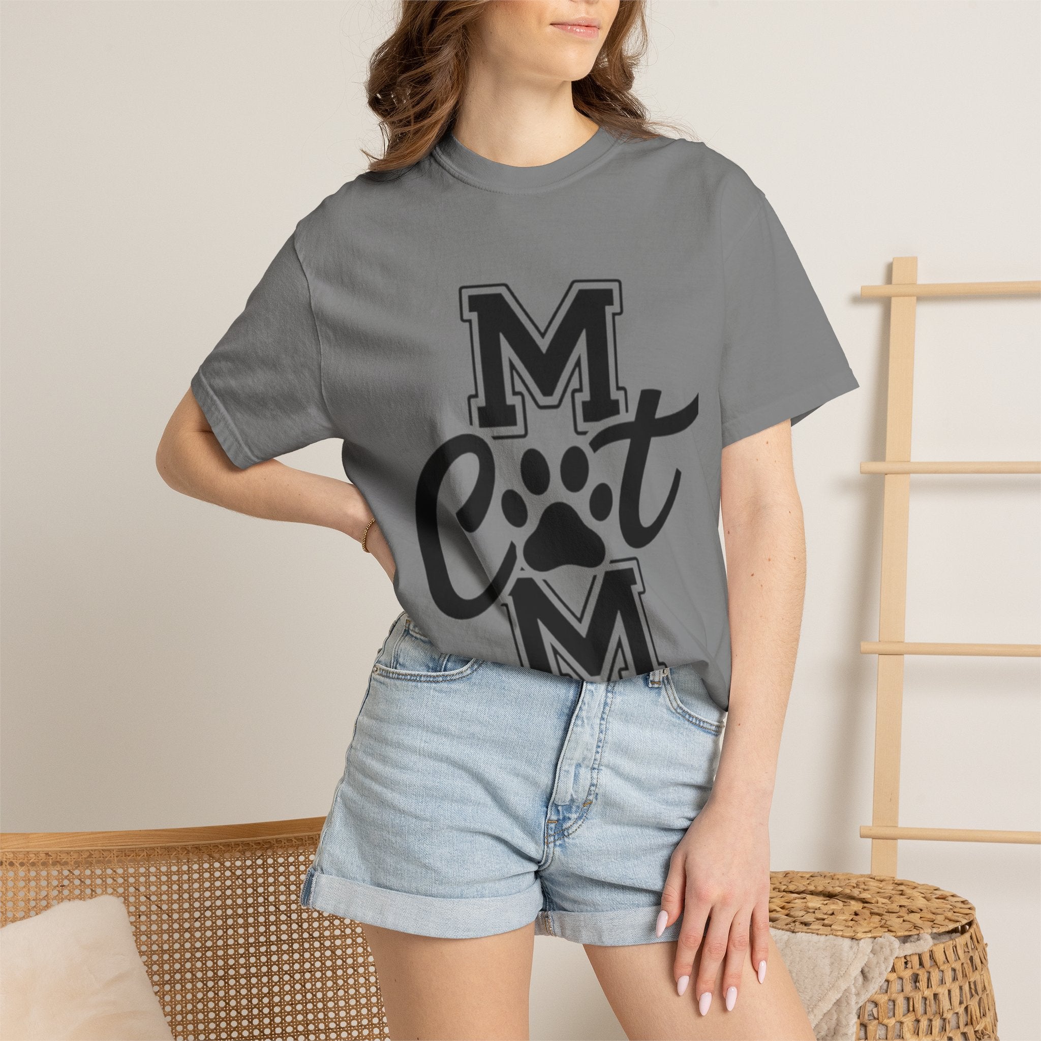 Garment-Dyed Cat Mom Tee