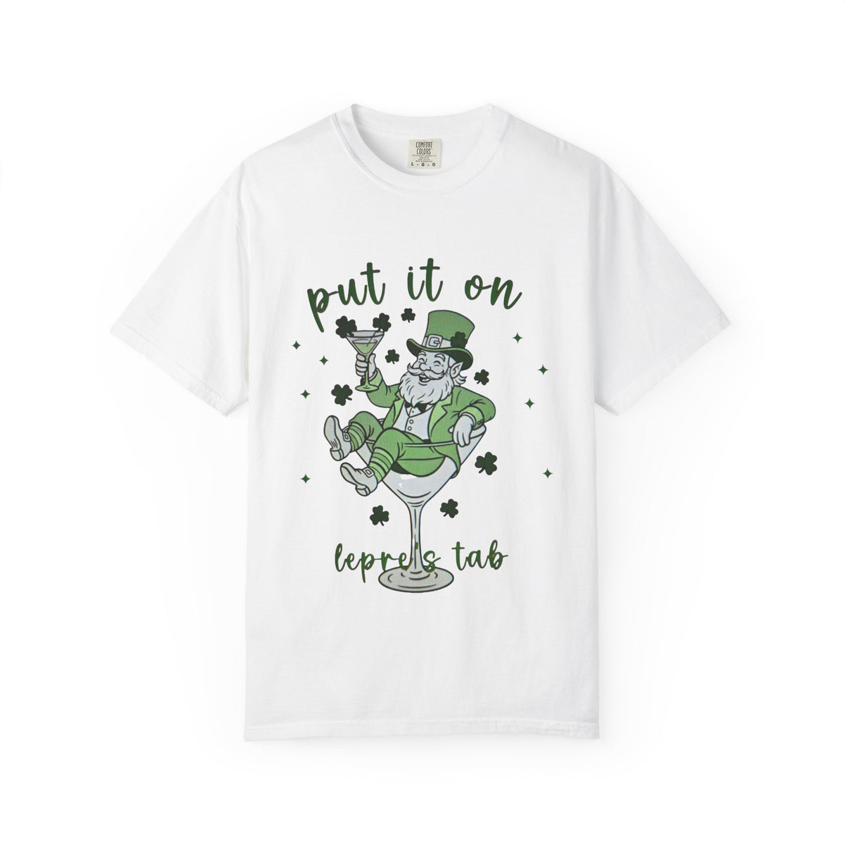 St. Patrick's Day Leprechaun Cocktail T-Shirt — "Put It On Leprechaun's Tab"