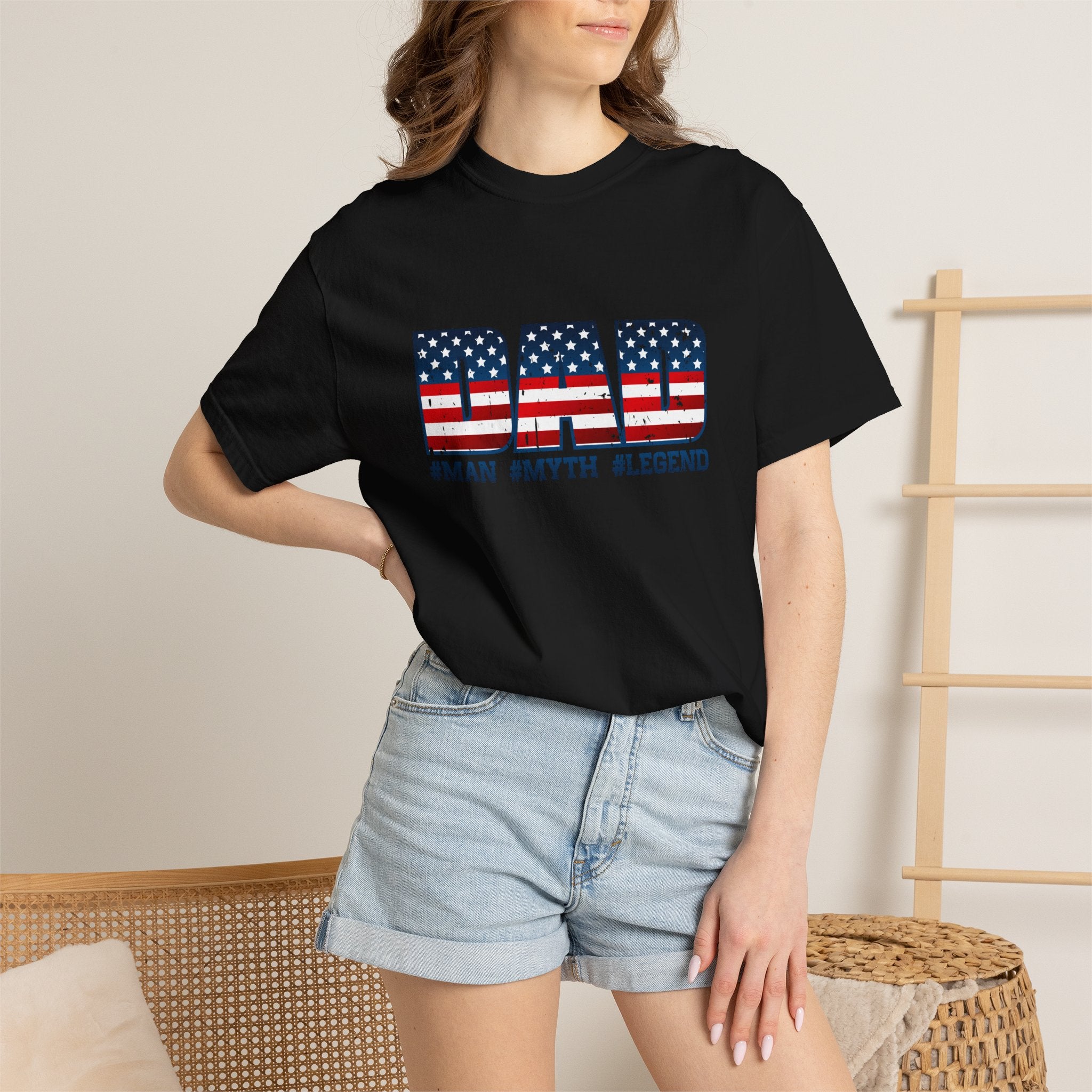 Dad Patriotic T-Shirt - "DAD" American Flag Design (#Man #Myth #Legend)