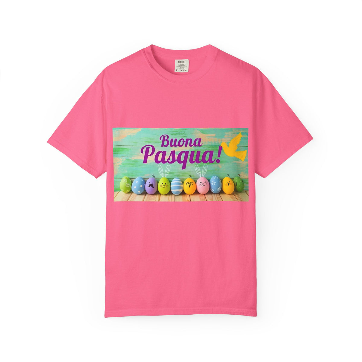 Easter T-Shirt — "Buona Pasqua" Colorful Bunny Eggs Graphic