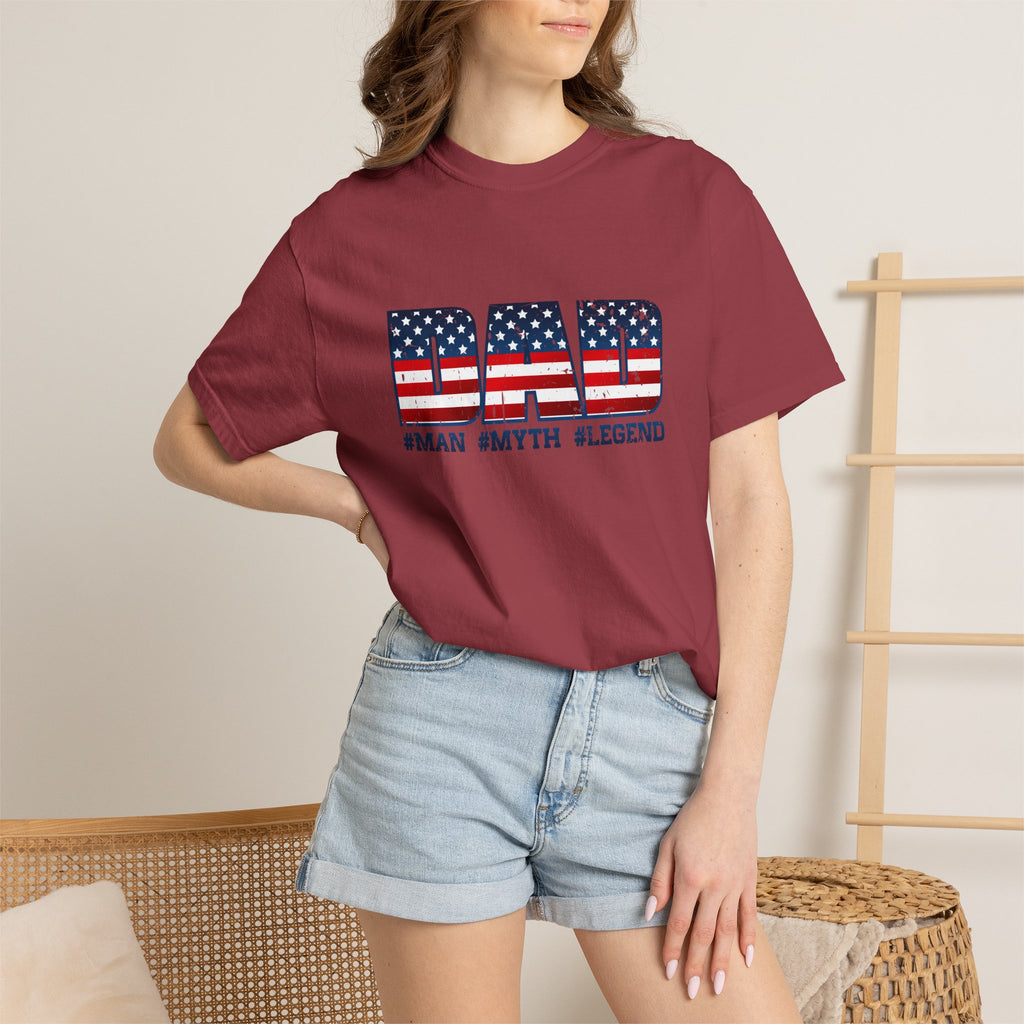 Dad Patriotic T-Shirt - "DAD" American Flag Design (#Man #Myth #Legend)