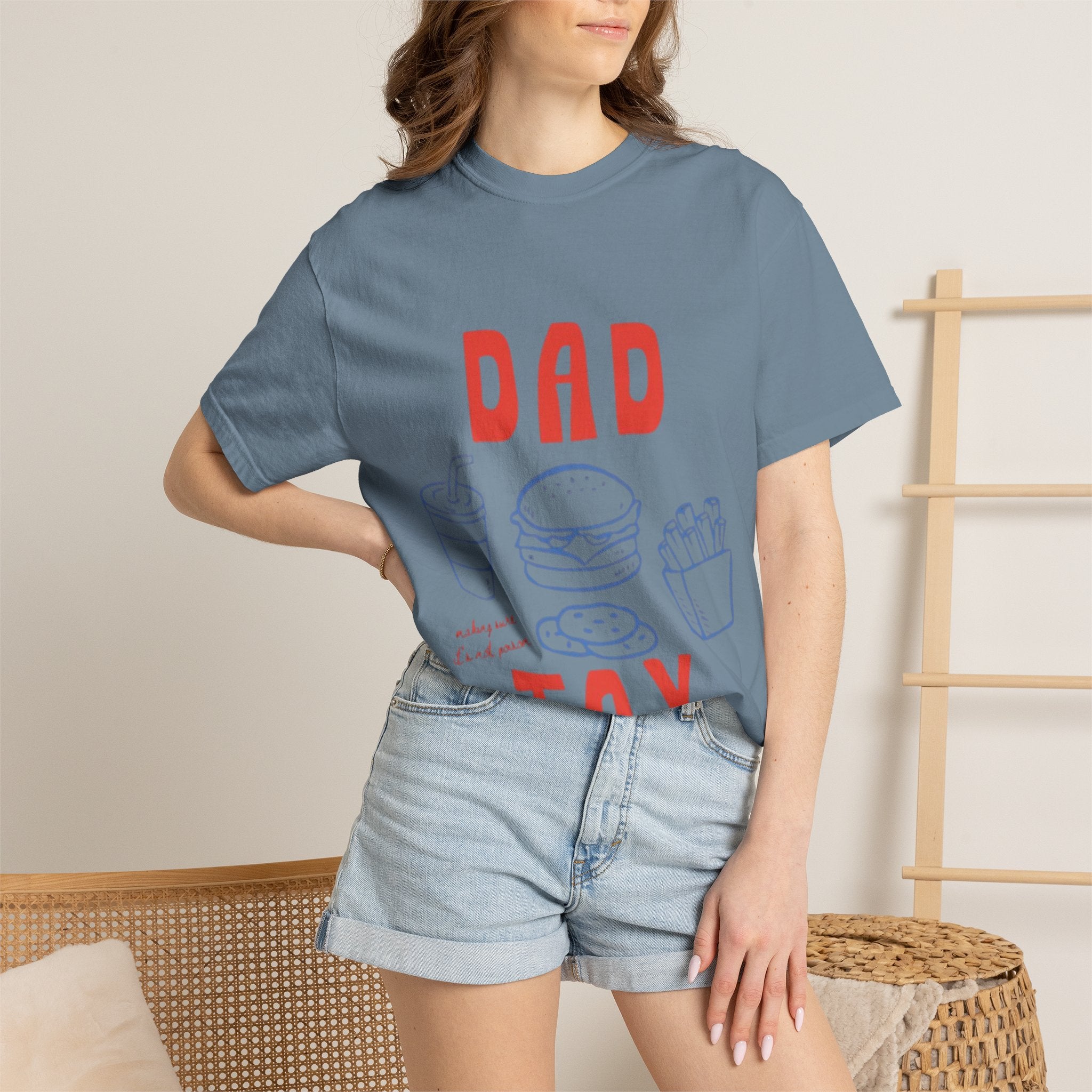 Dad Tax T-Shirt — Funny Father’s Day Tee with Burger, Fries & Drink Graphic