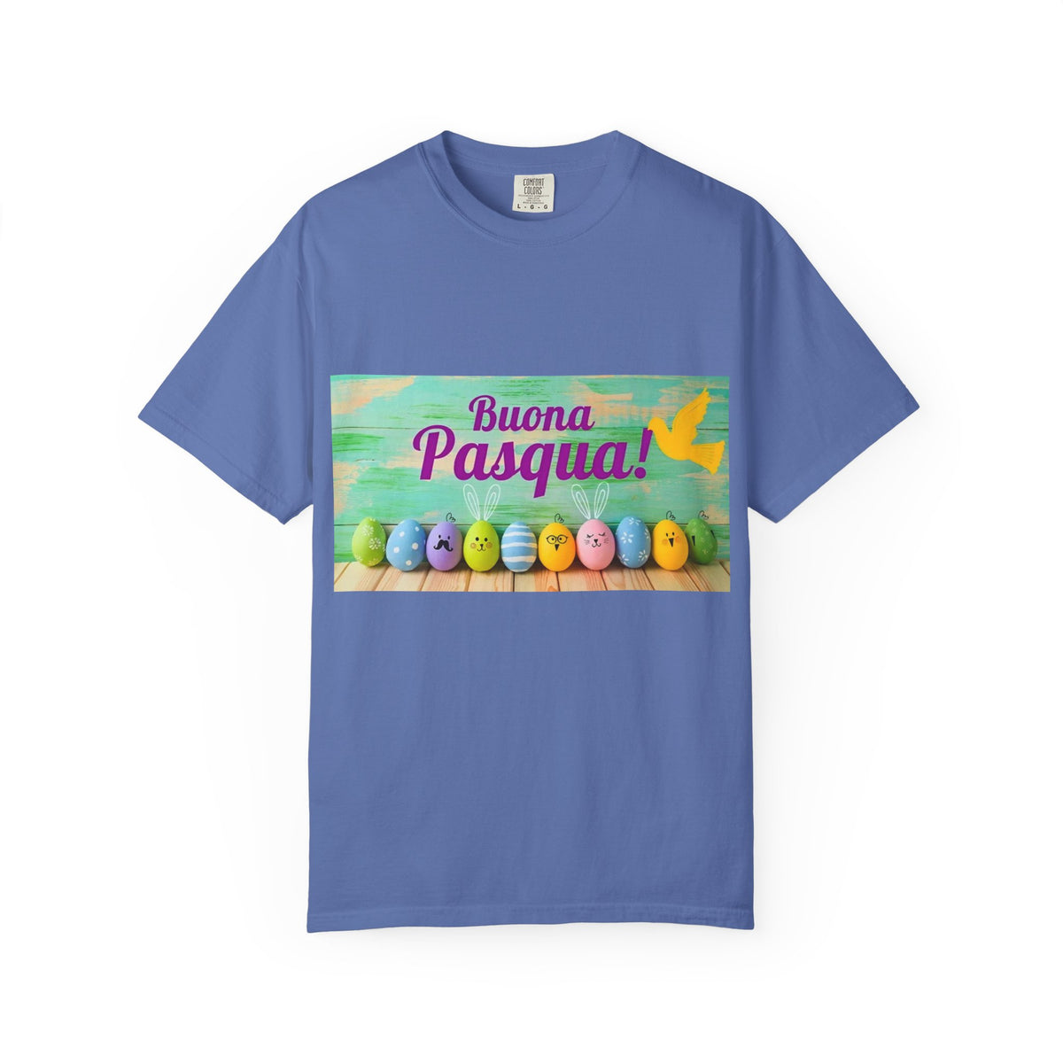 Easter T-Shirt — "Buona Pasqua" Colorful Bunny Eggs Graphic