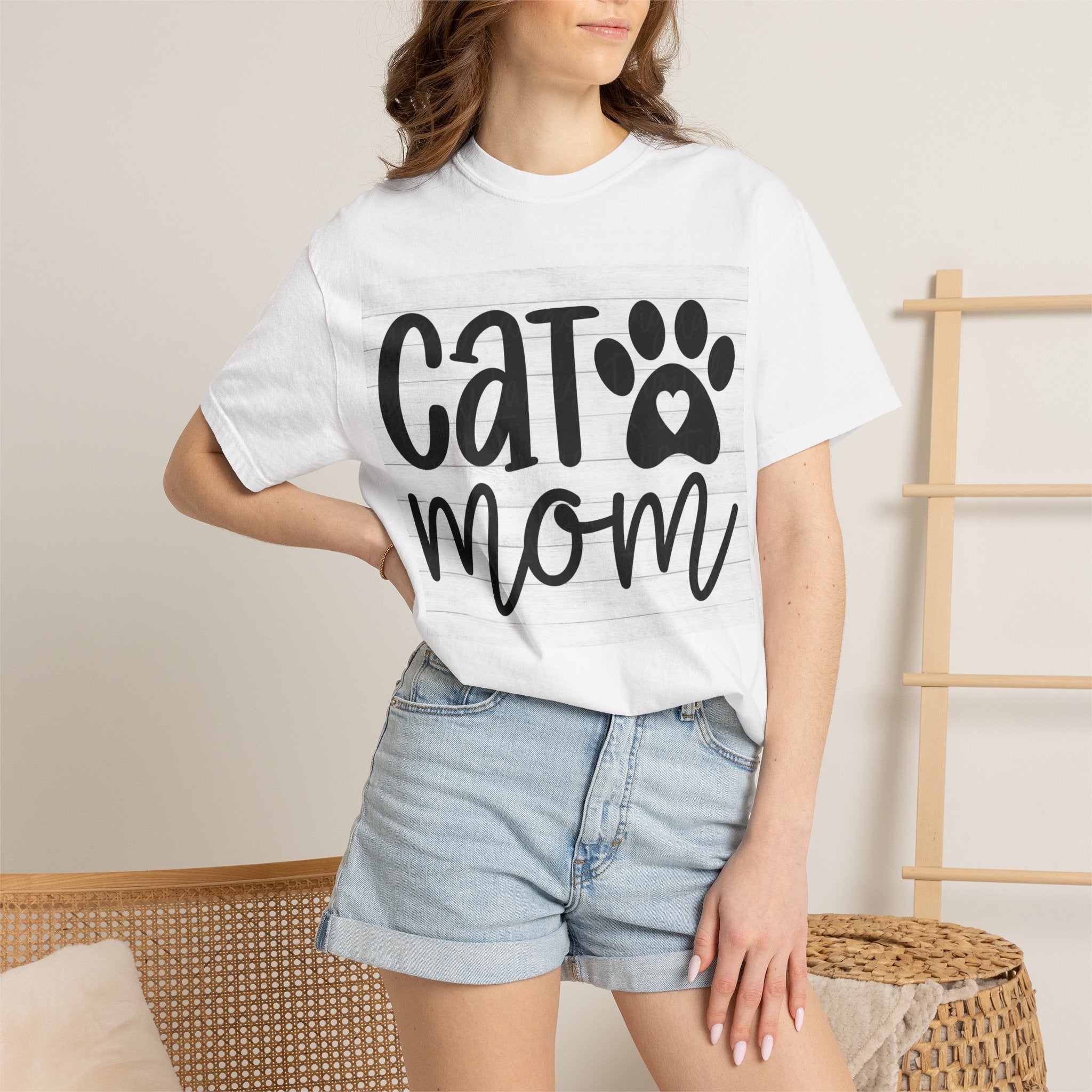 Garment-Dyed Cat Mom Tee