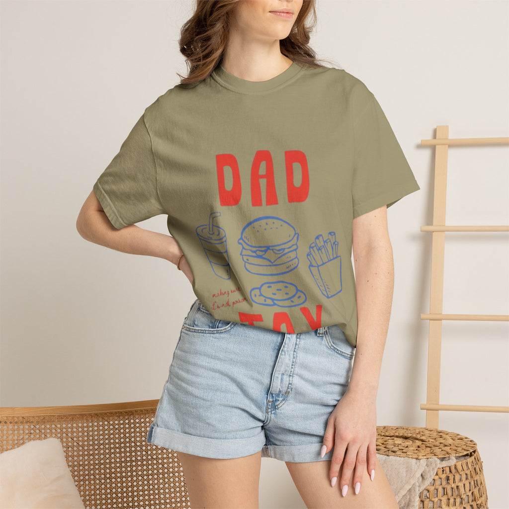 Dad Tax T-Shirt — Funny Father’s Day Tee with Burger, Fries & Drink Graphic