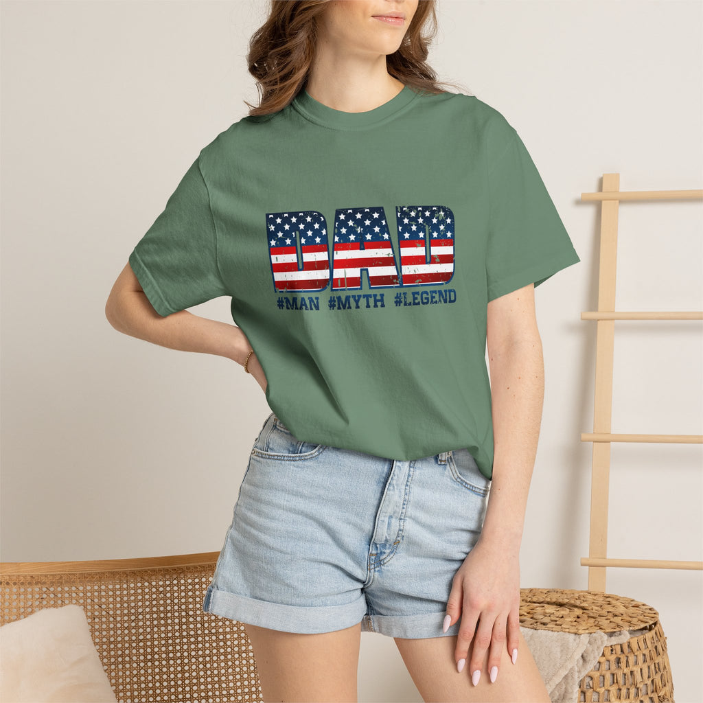 Dad Patriotic T-Shirt - "DAD" American Flag Design (#Man #Myth #Legend)