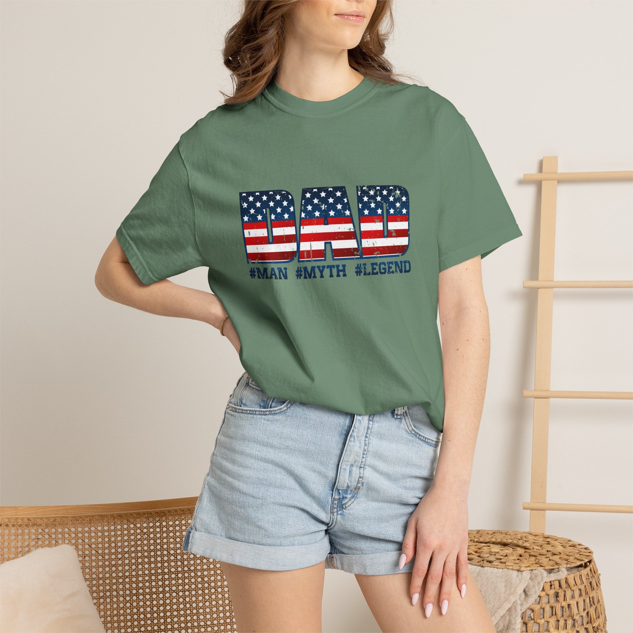 Dad Patriotic T-Shirt - "DAD" American Flag Design (#Man #Myth #Legend)