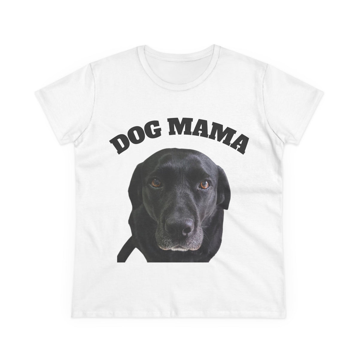 Dog Mama T-Shirt — Women's Graphic Tee with Black Lab Portrait