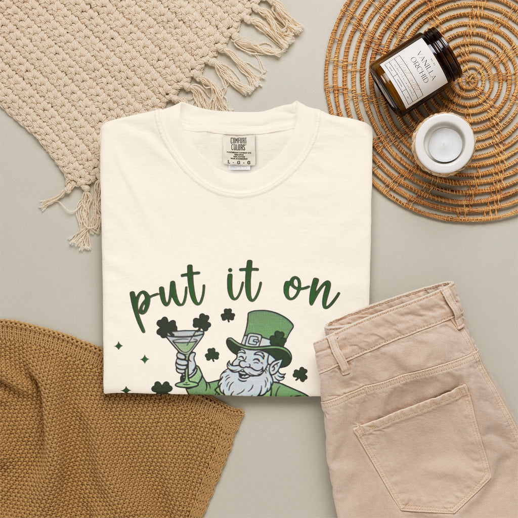 St. Patrick's Day Leprechaun Cocktail T-Shirt — "Put It On Leprechaun's Tab"
