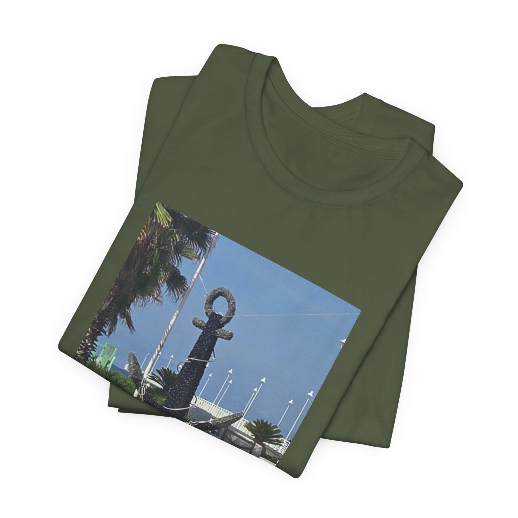 Anchor Statue Photo Tee — Coastal Nautical T-Shirt