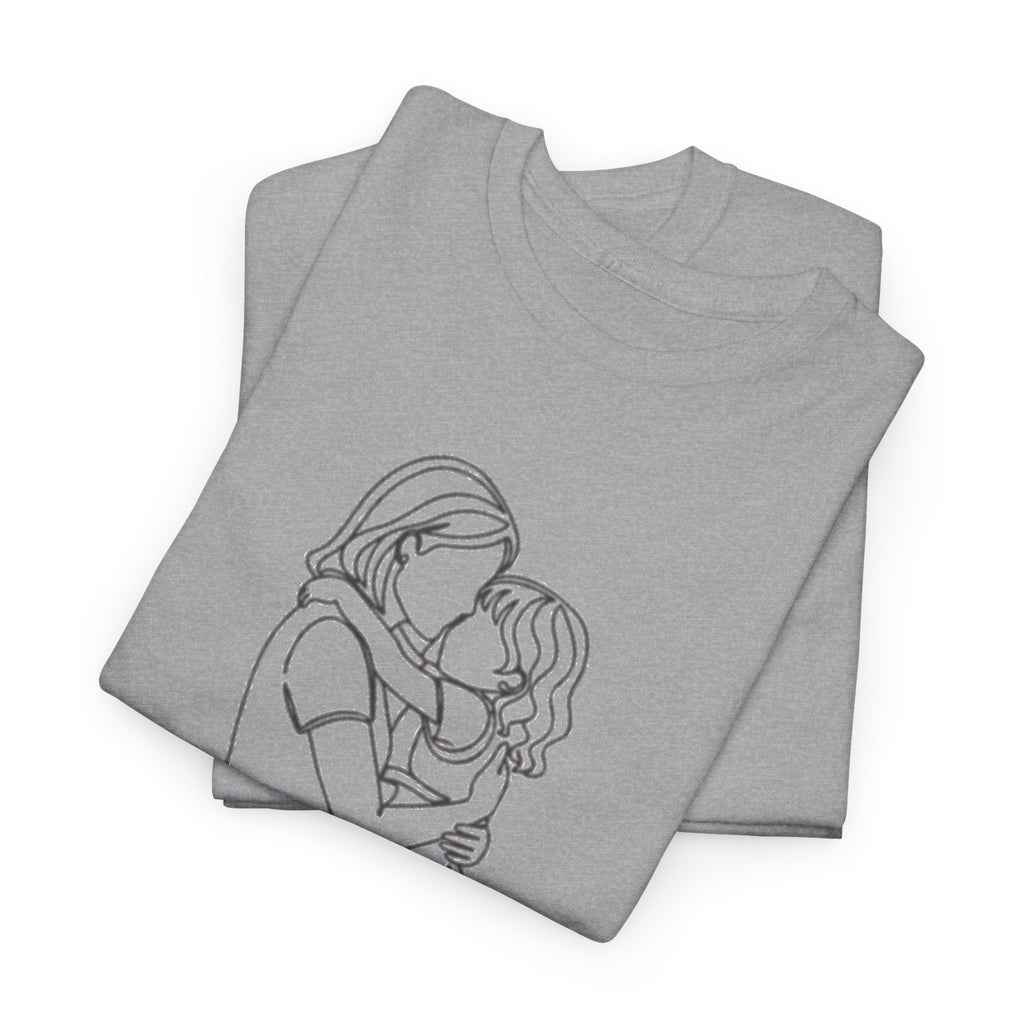 Mother and Daughter Line Art Tee — Minimalist Family Love Shirt