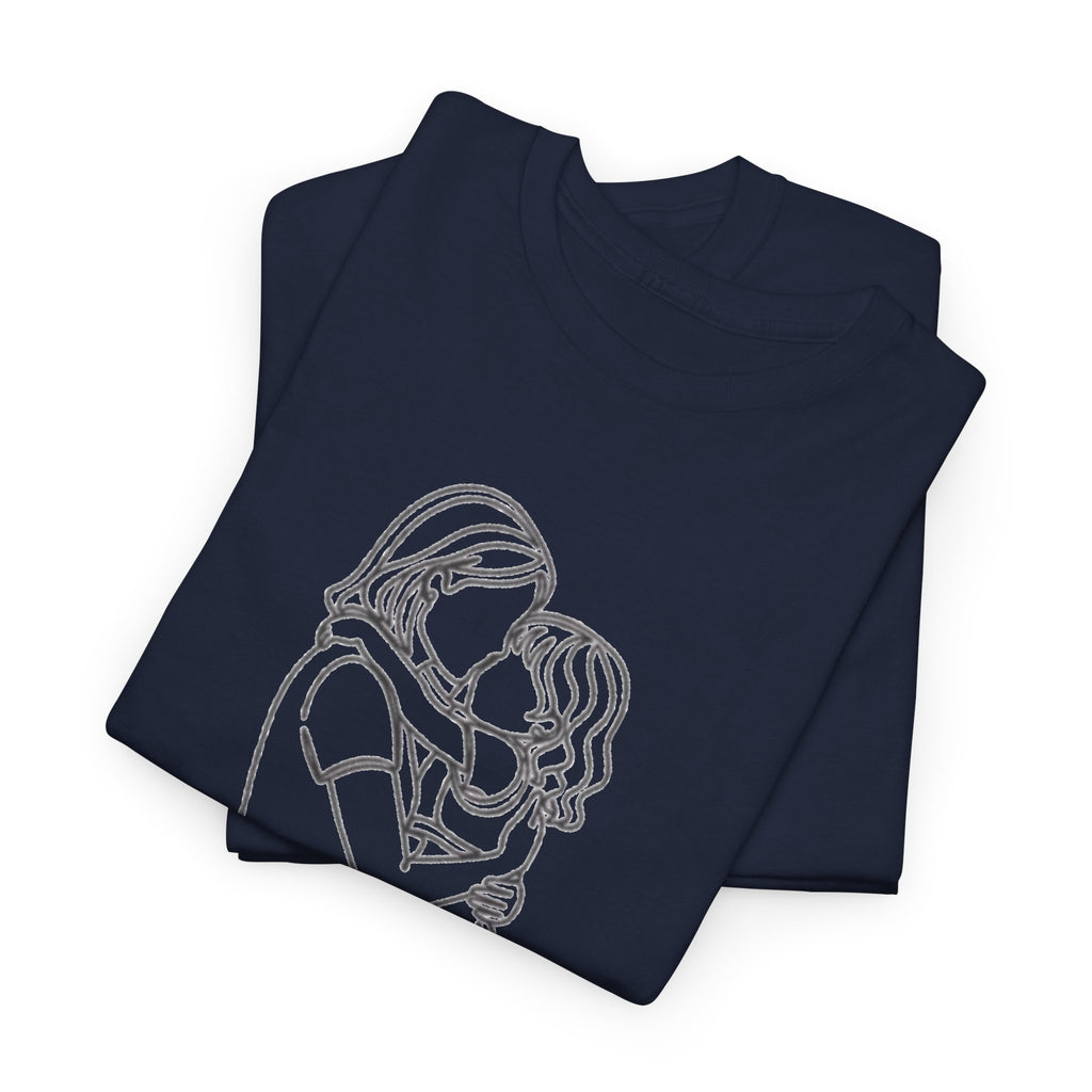 Mother and Daughter Line Art Tee — Minimalist Family Love Shirt