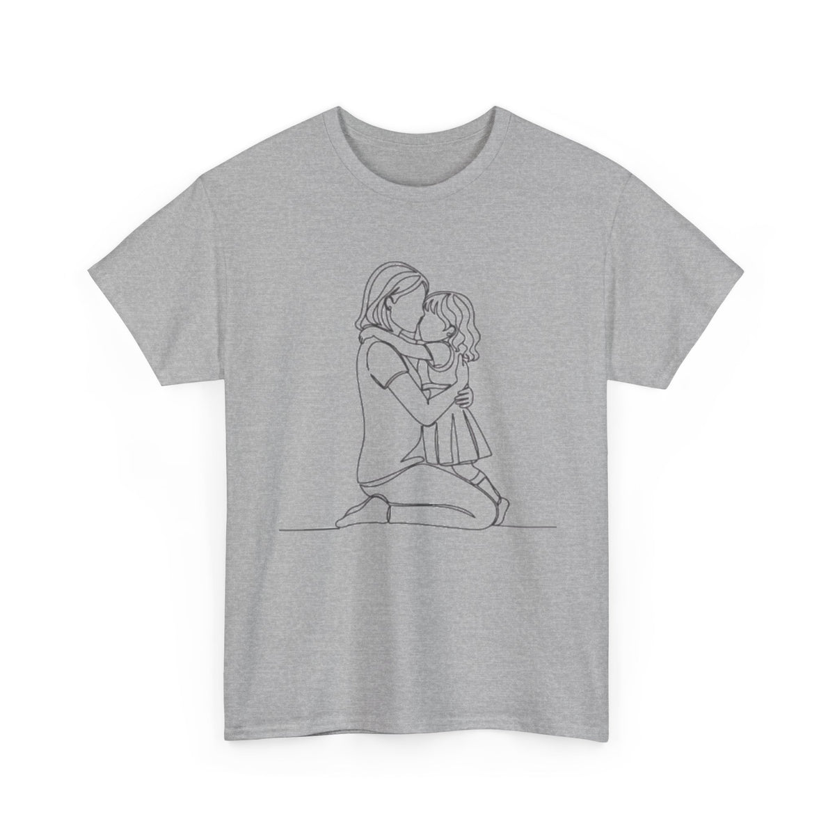 Mother and Daughter Line Art Tee — Minimalist Family Love Shirt