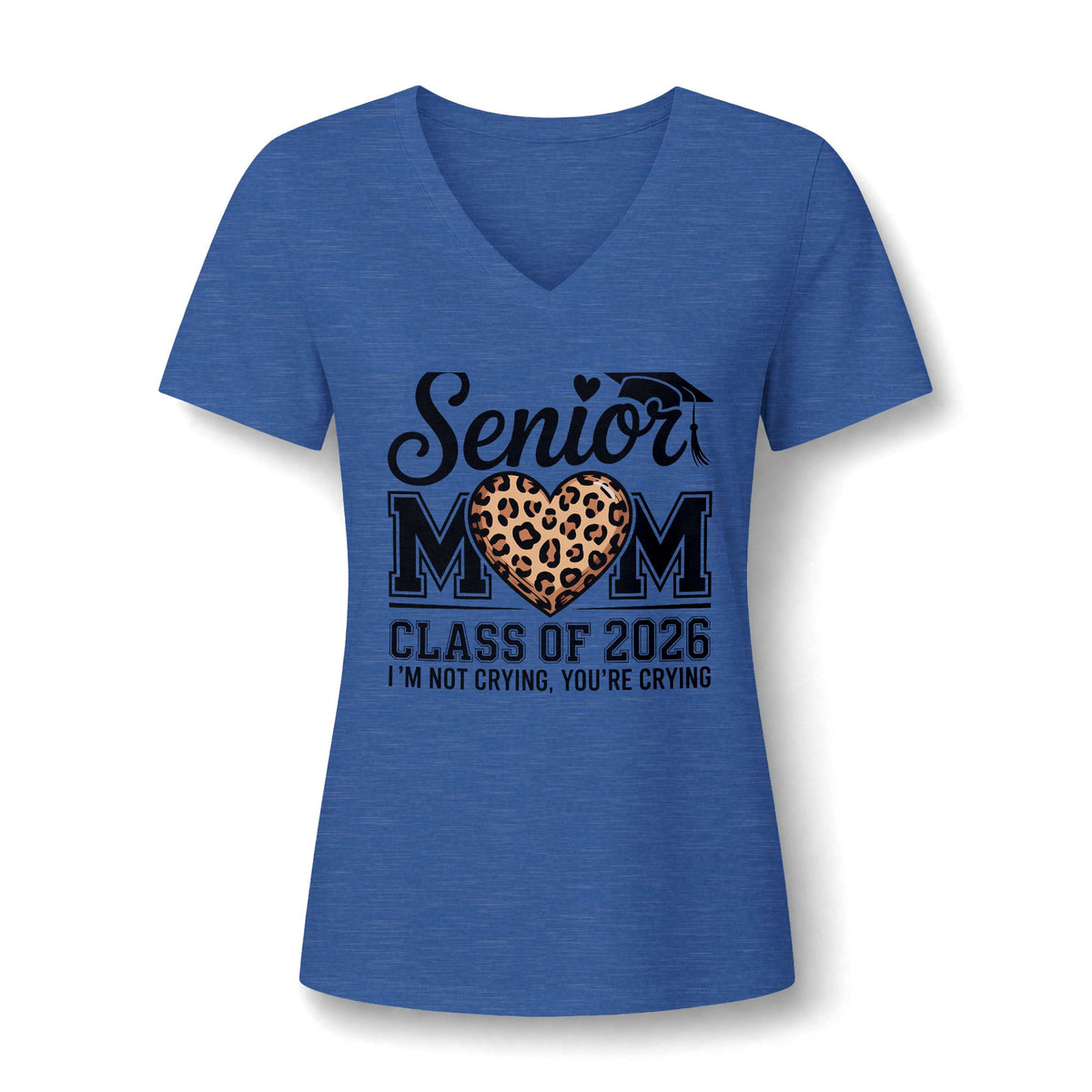 Mom V-Neck Tee — Leopard Heart & Butterflies Mother's Day Shirt