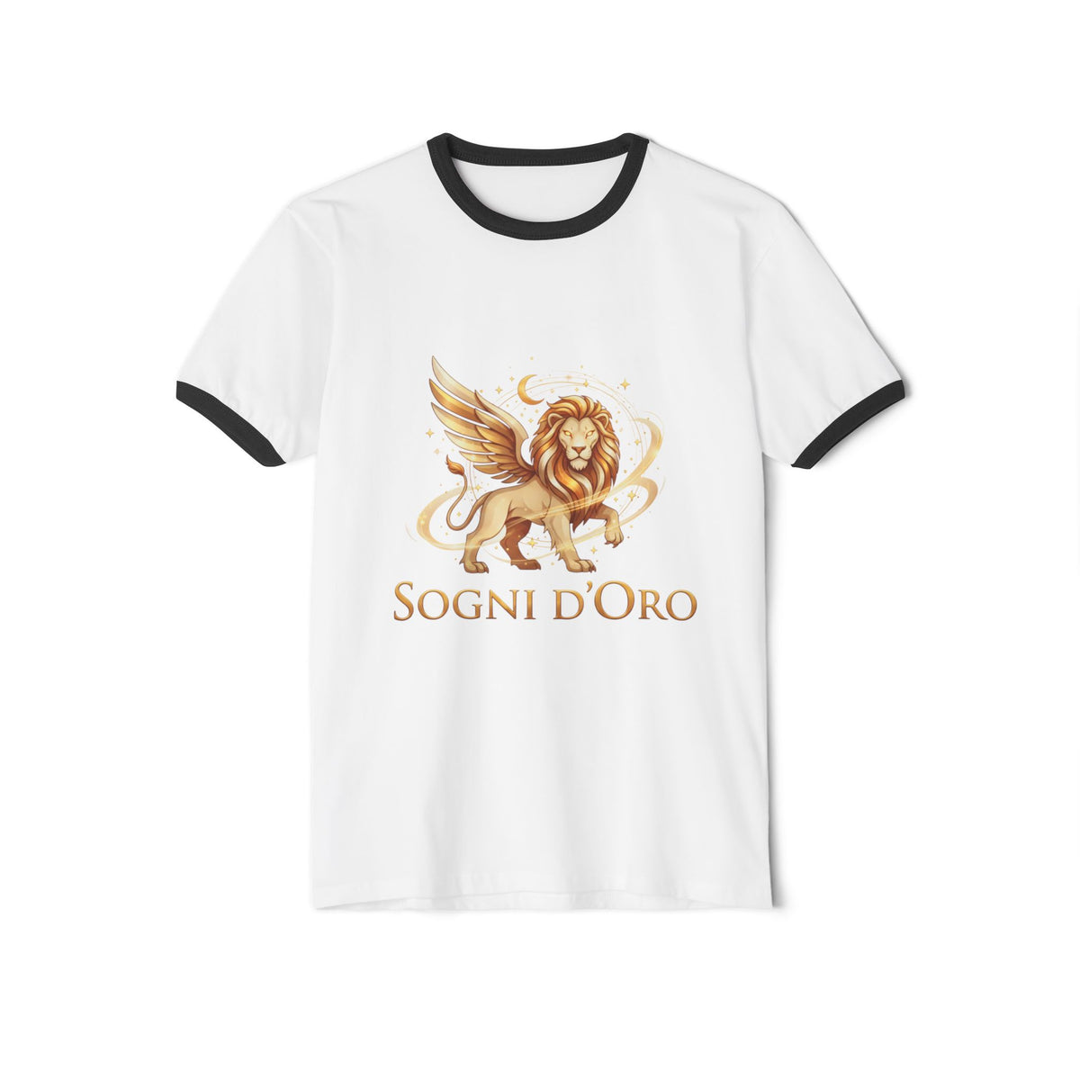 Ringer T-Shirt — Golden Winged Lion Graphic “Sogni d'Oro”