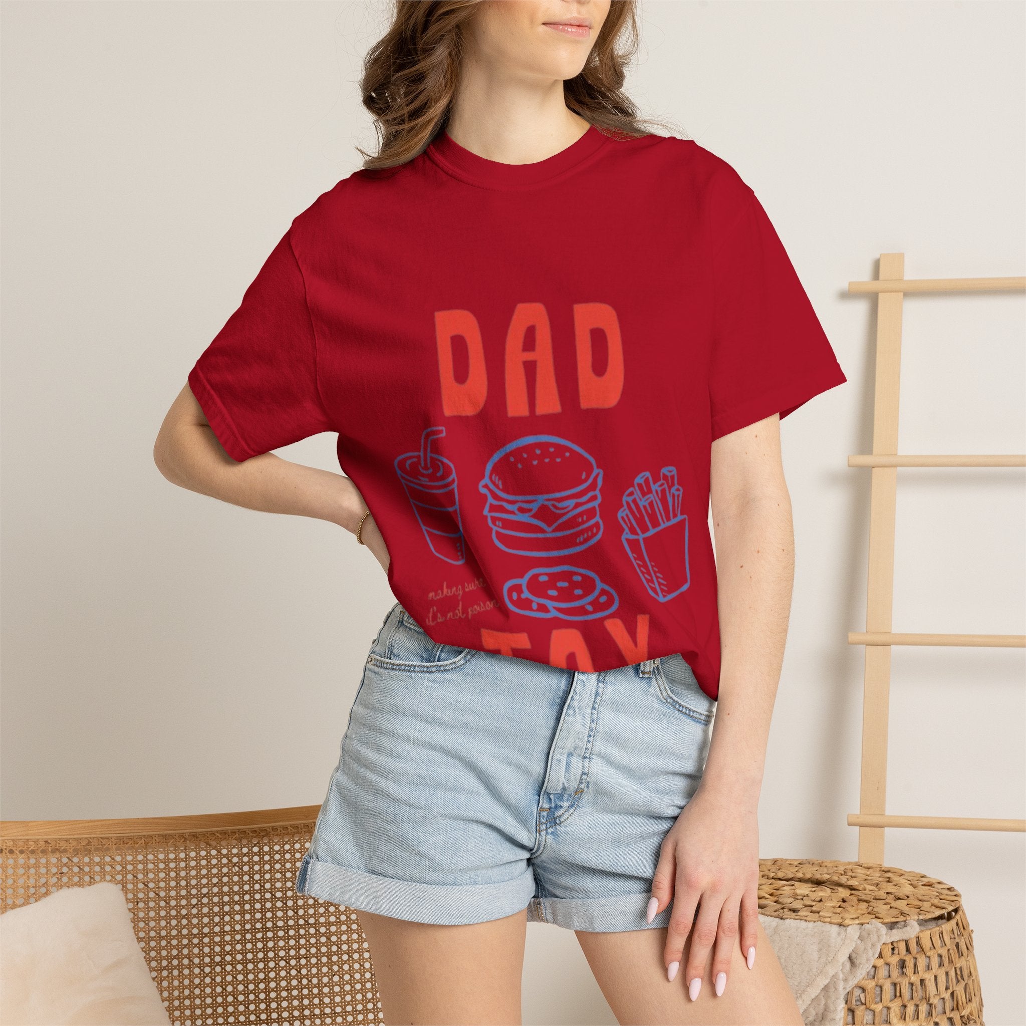 Dad Tax T-Shirt — Funny Father’s Day Tee with Burger, Fries & Drink Graphic