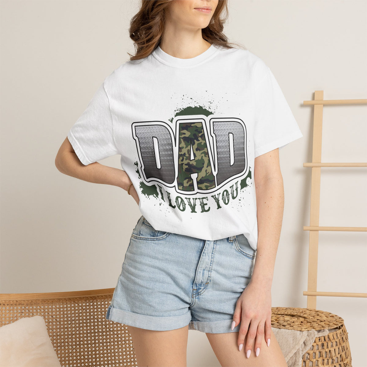 Dad I Love You Camo Graphic T-Shirt