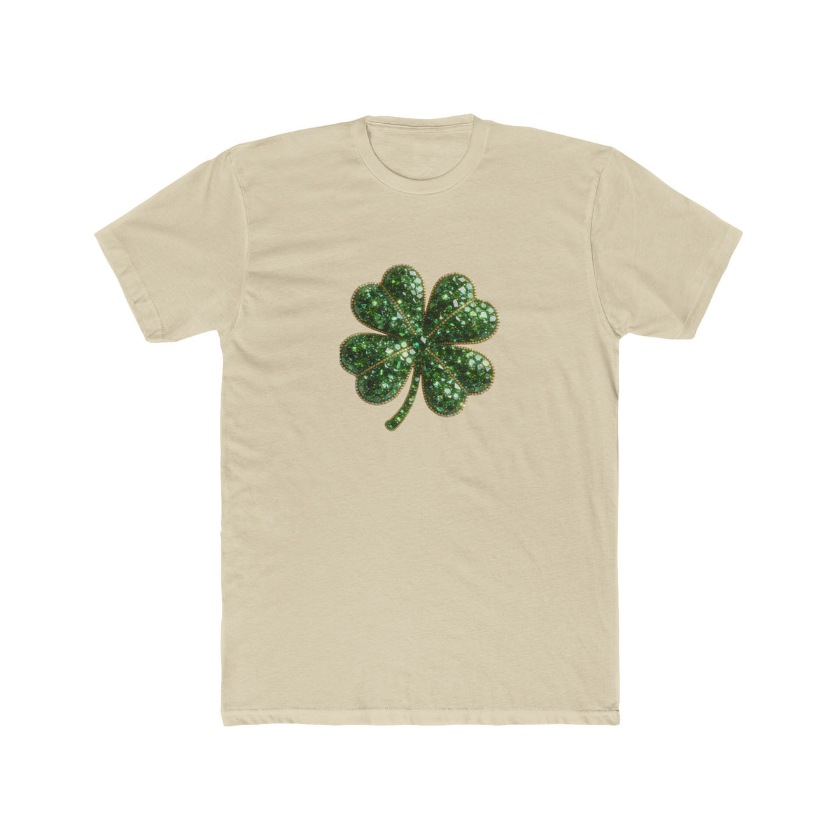 St. Patrick's Day Green Glitter Four-Leaf Clover T-Shirt
