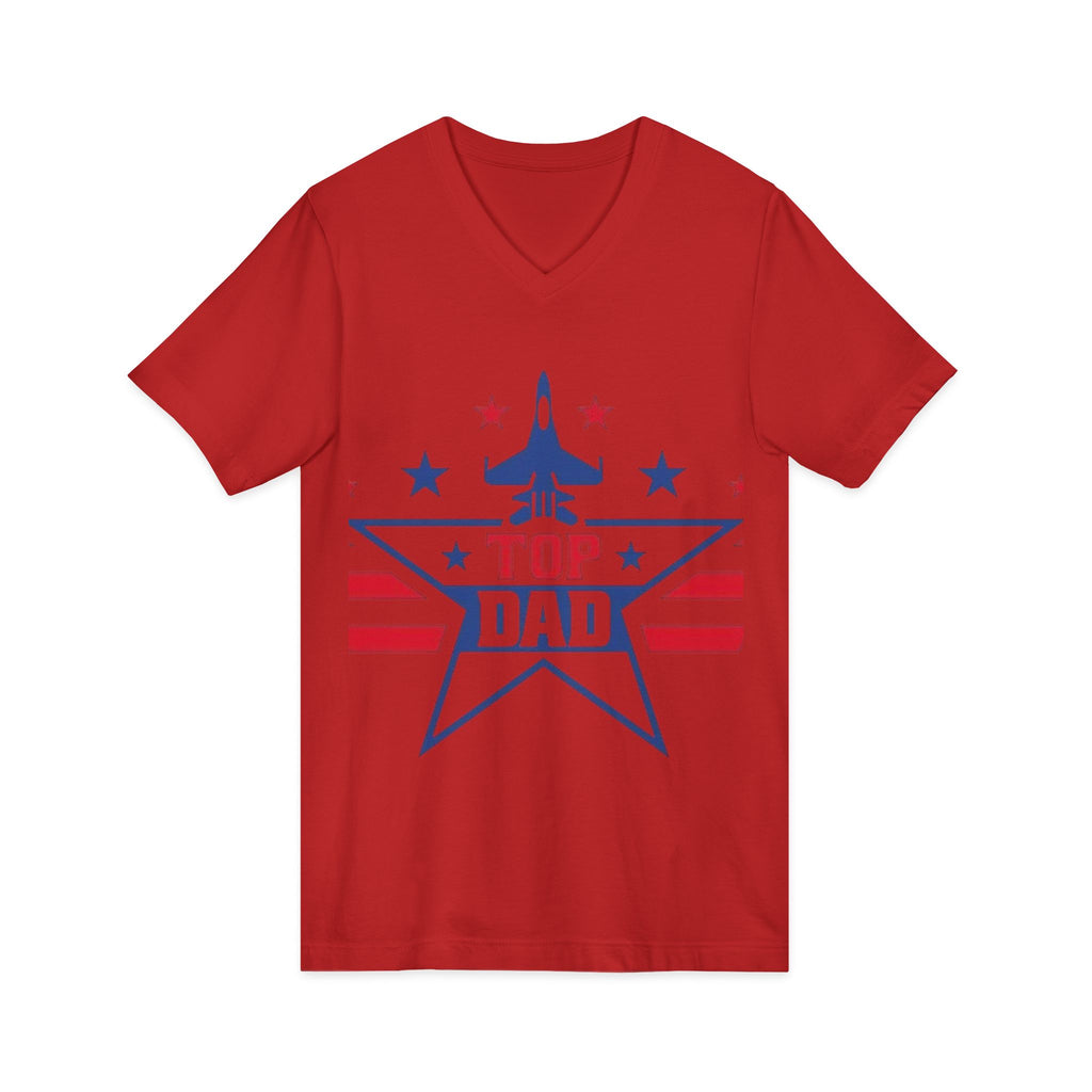 Top Dad V-Neck Tee — Patriotic Jet Star Fathers Day T-Shirt