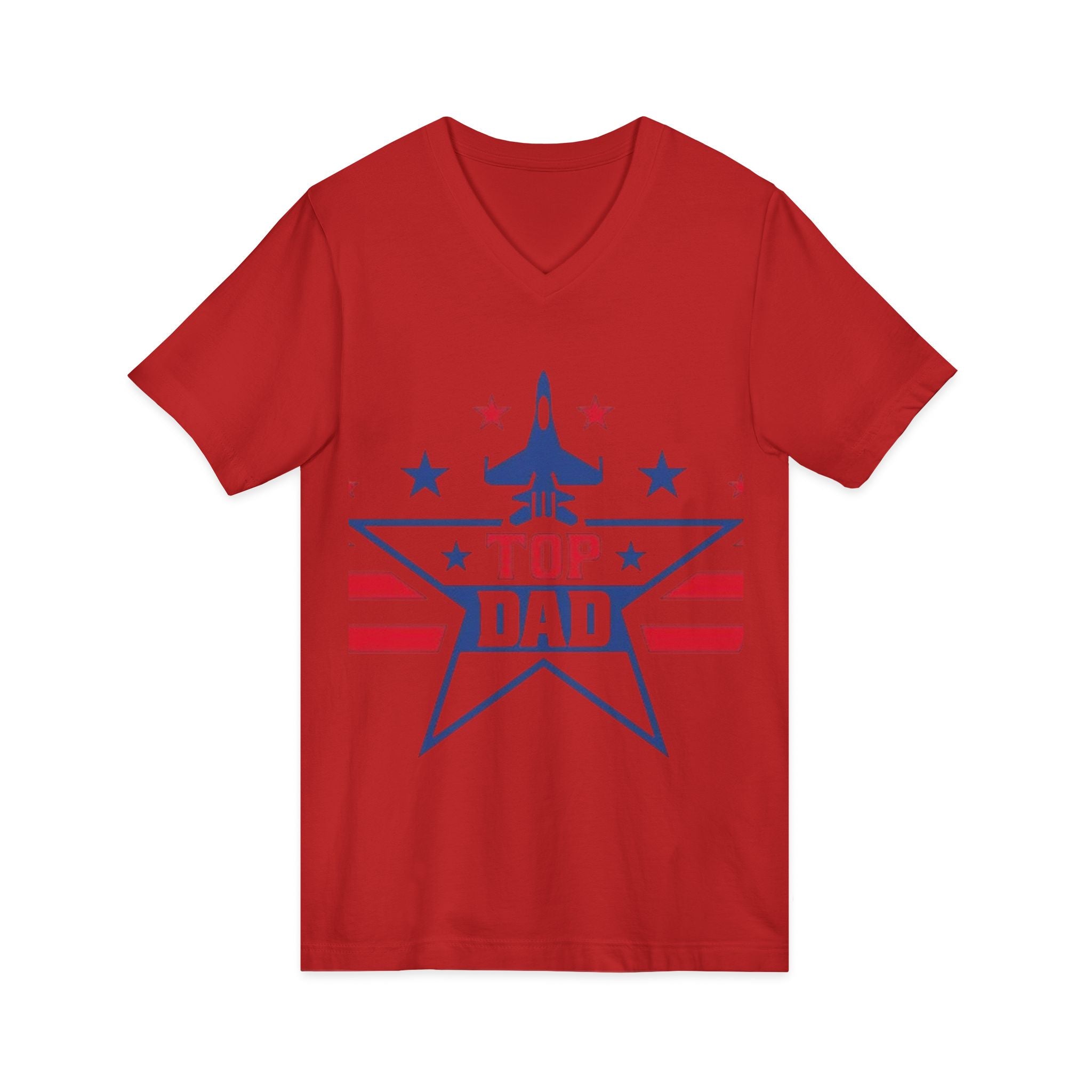 Top Dad V-Neck Tee — Patriotic Jet Star Fathers Day T-Shirt
