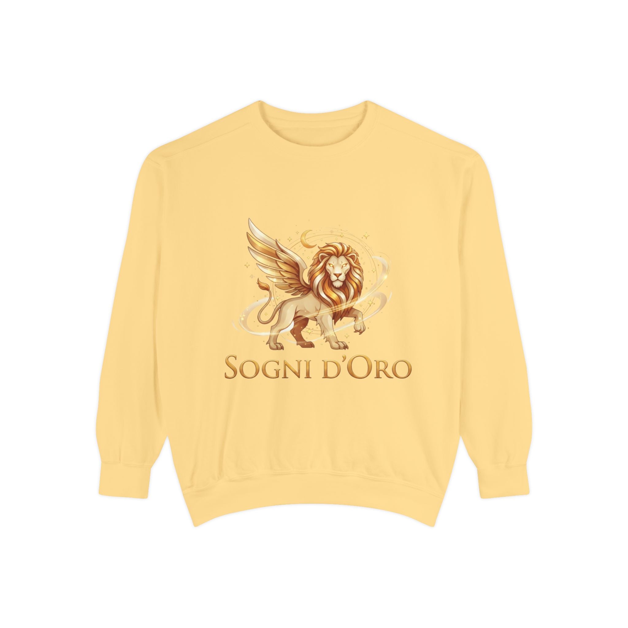 Winged Lion Graphic Sweatshirt Detail - Soft Italian Design | SOGNI D'ORO
