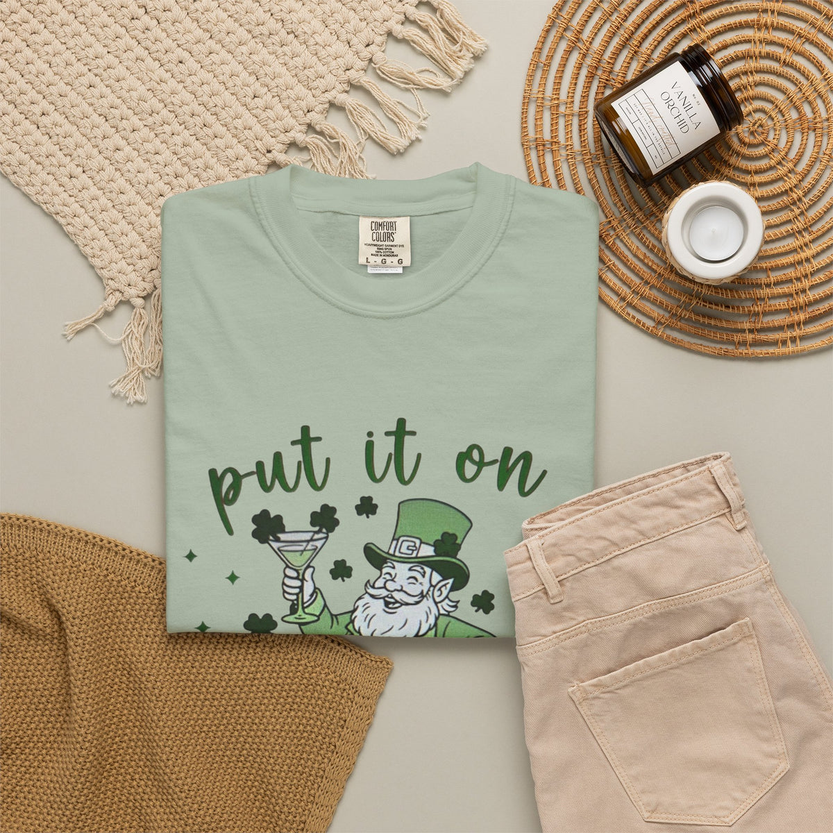 St. Patrick's Day Leprechaun Cocktail T-Shirt — "Put It On Leprechaun's Tab"