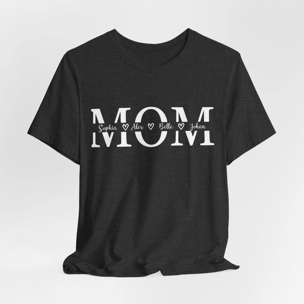 Mom Heart Repeat T‑Shirt — Layered 'MOM' Design for Mother's Day & Everyday