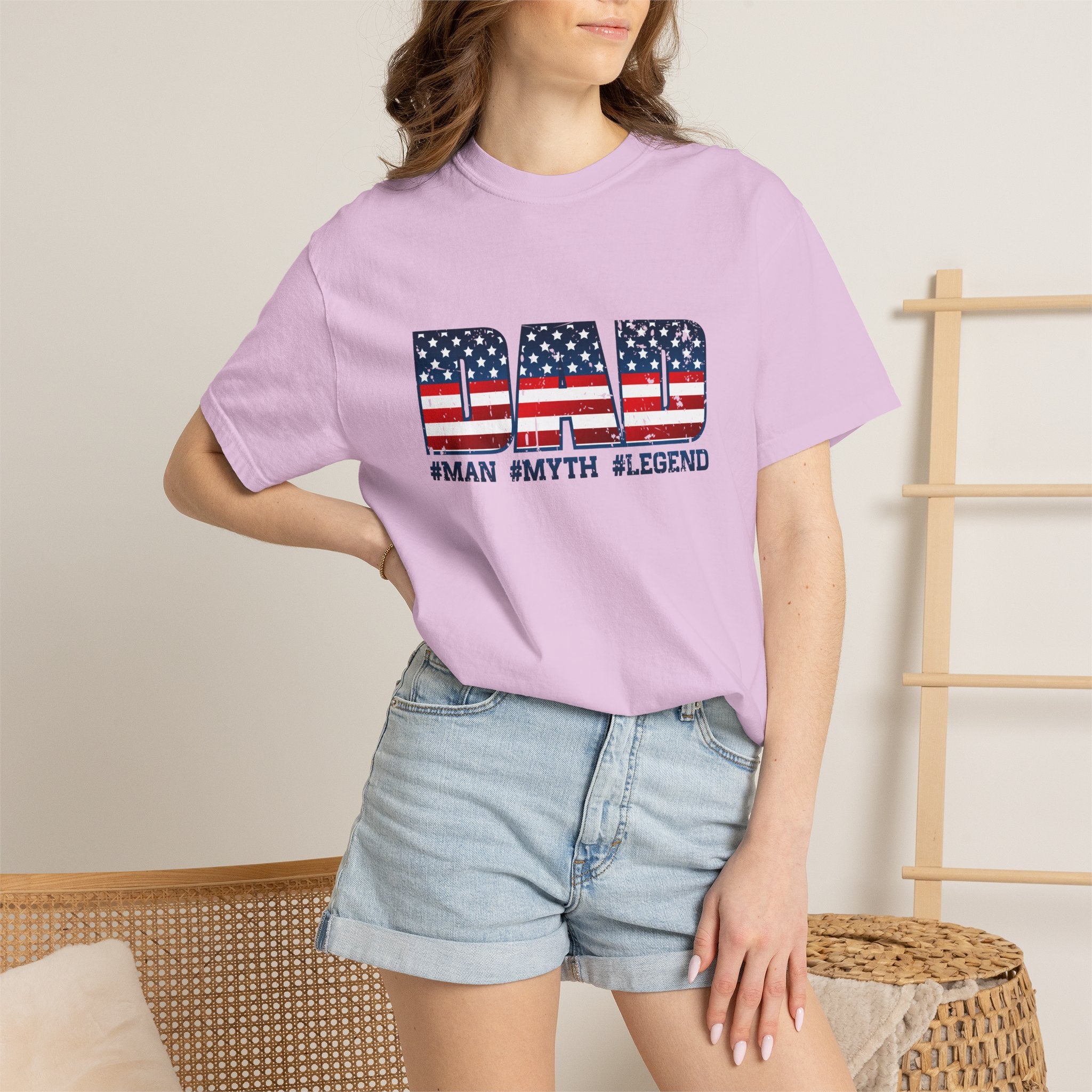 Dad Patriotic T-Shirt - "DAD" American Flag Design (#Man #Myth #Legend)