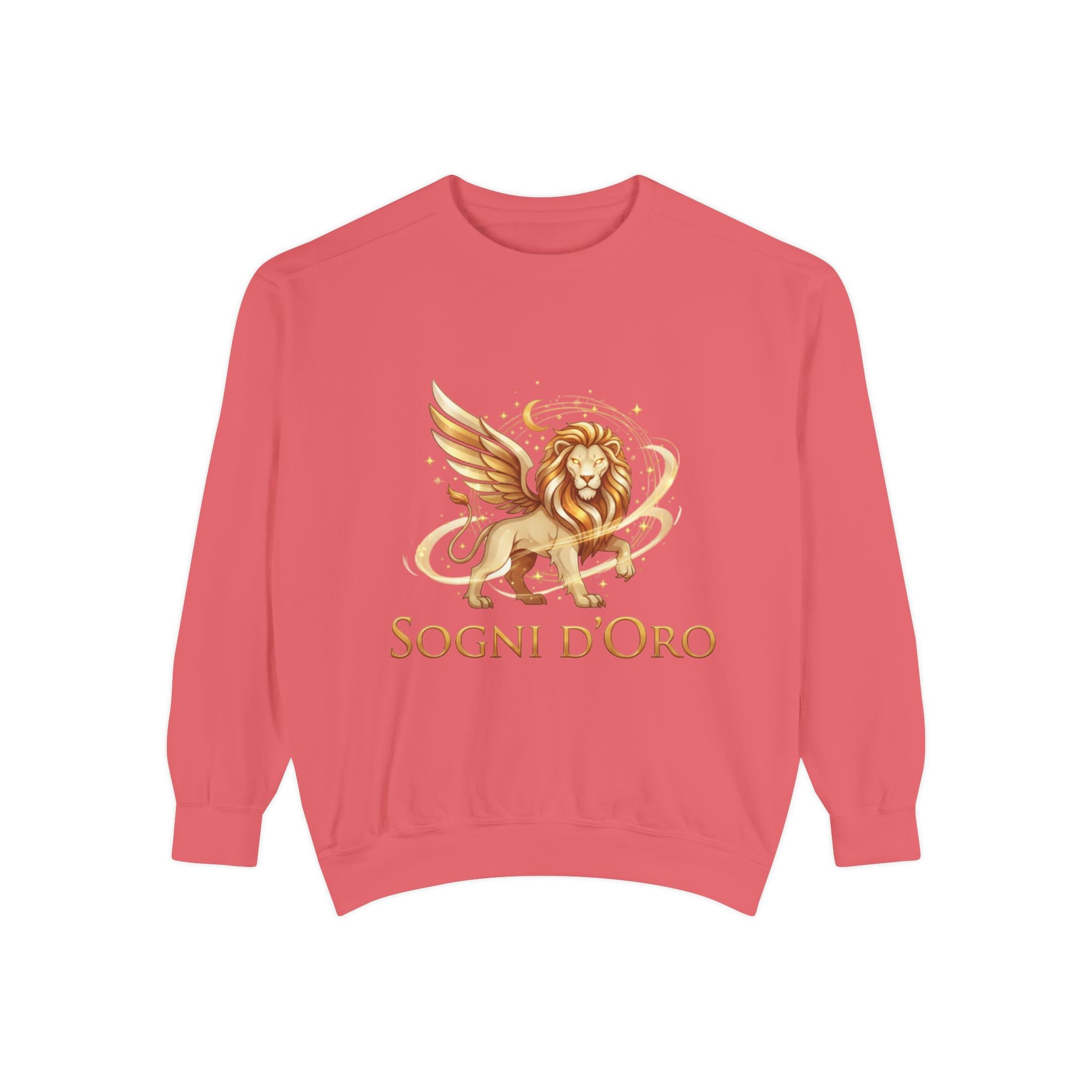 Altın Kanatlı Aslan Sweatshirt — "Sogni d'Oro" Rüya Gibi İtalyan Esintili Yuvarlak Yaka