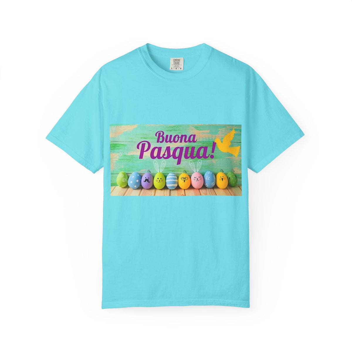 Easter T-Shirt — "Buona Pasqua" Colorful Bunny Eggs Graphic