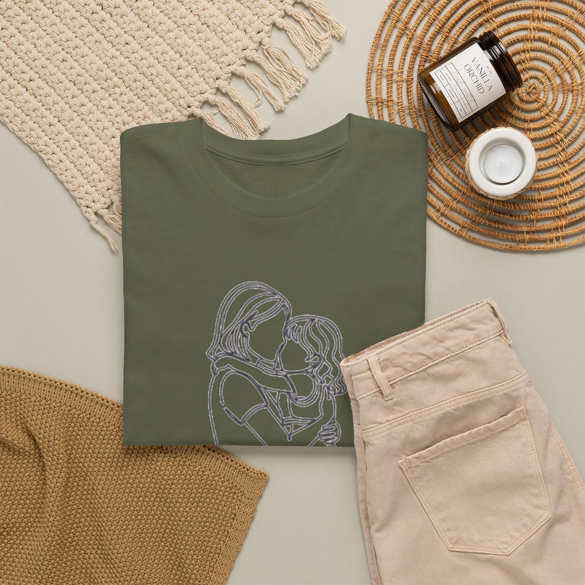 Mother and Daughter Line Art Tee — Minimalist Family Love Shirt