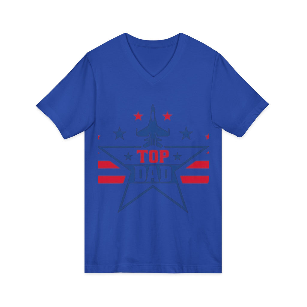 Top Dad V-Neck Tee — Patriotic Jet Star Fathers Day T-Shirt