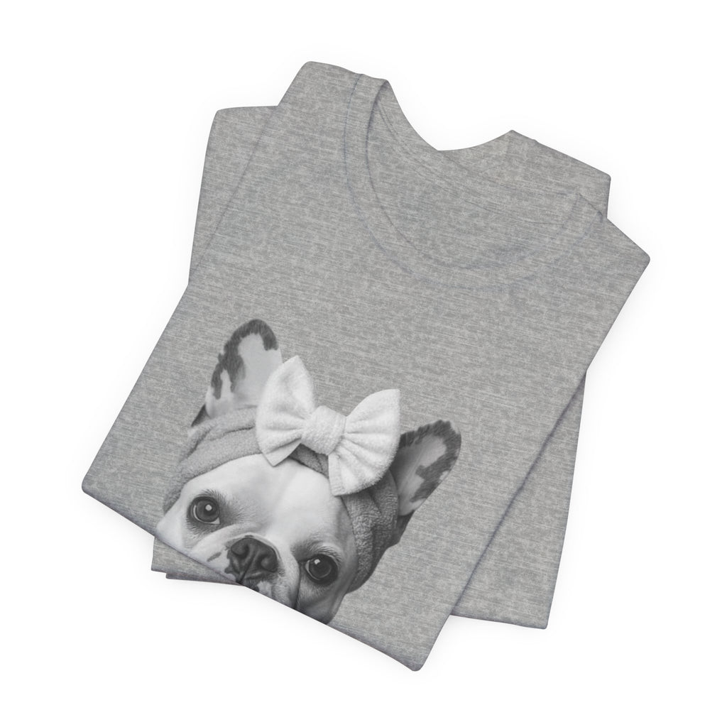 French Bulldog Portrait Tee — Cute Bow Dog Graphic T-Shirt