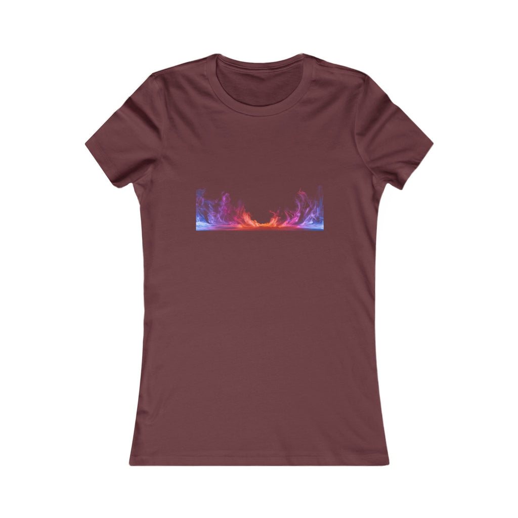 Women's Sunset Forest Tee — Pastel Mountain & Trees Graphic Shirt
