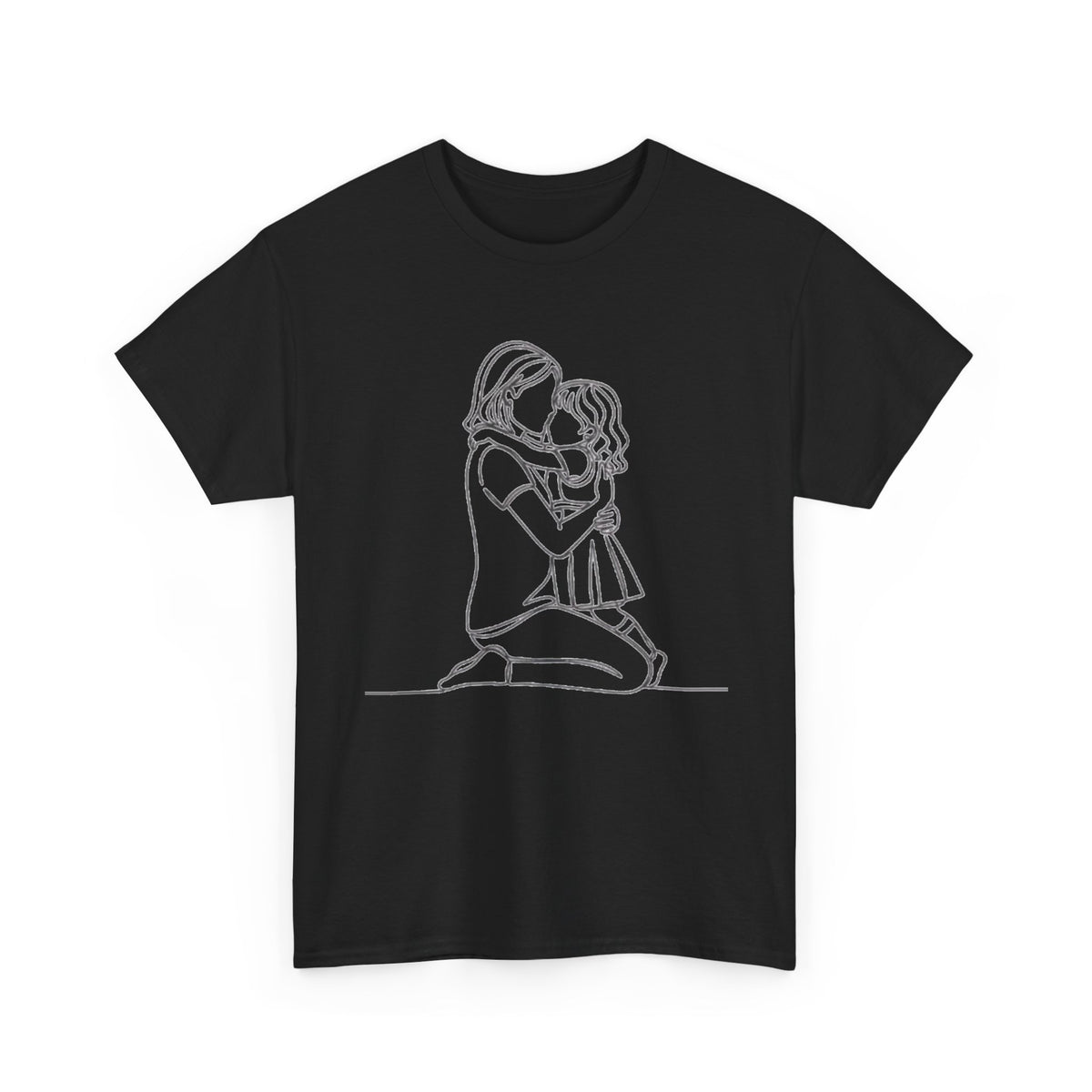 Mother and Daughter Line Art Tee — Minimalist Family Love Shirt