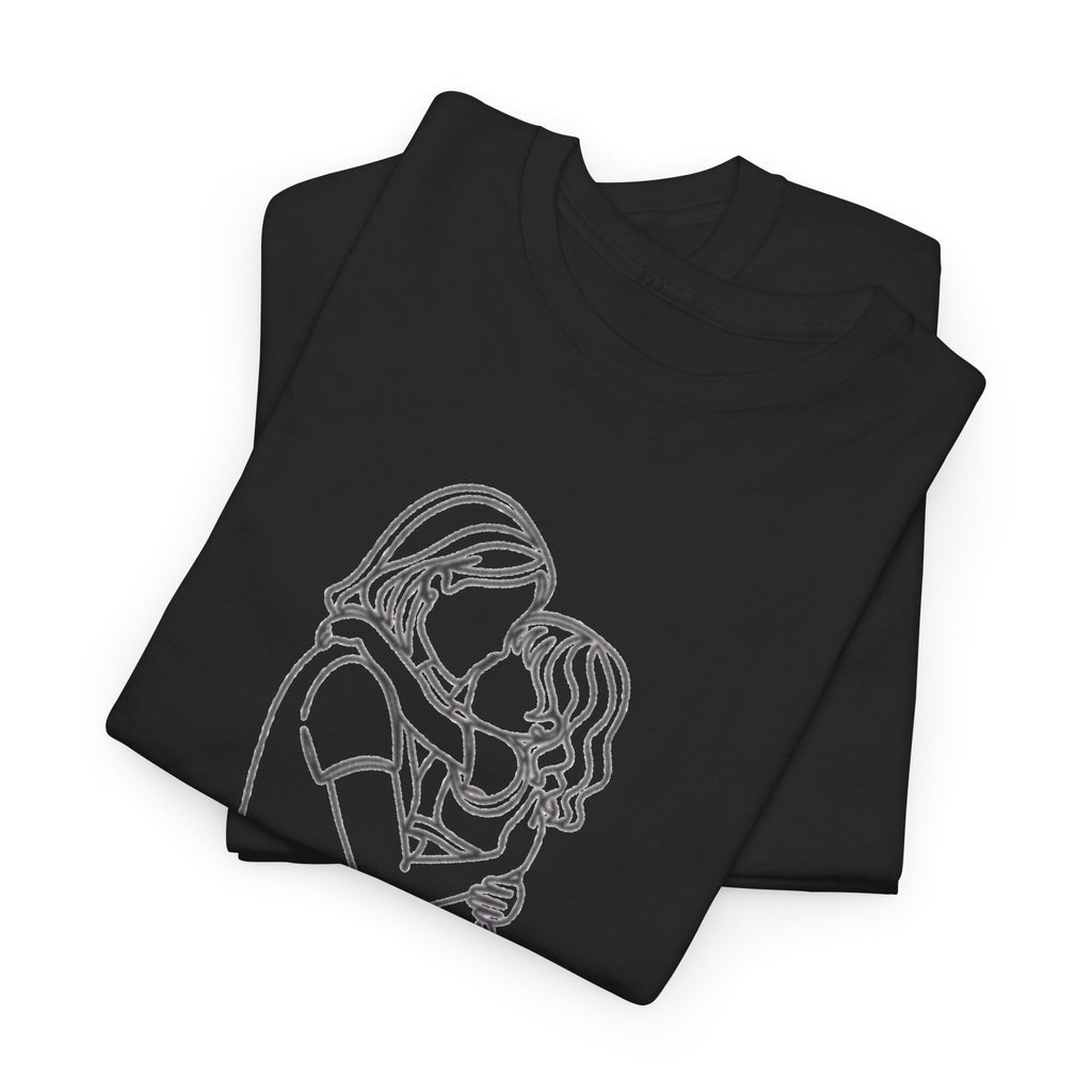 Mother and Daughter Line Art Tee — Minimalist Family Love Shirt