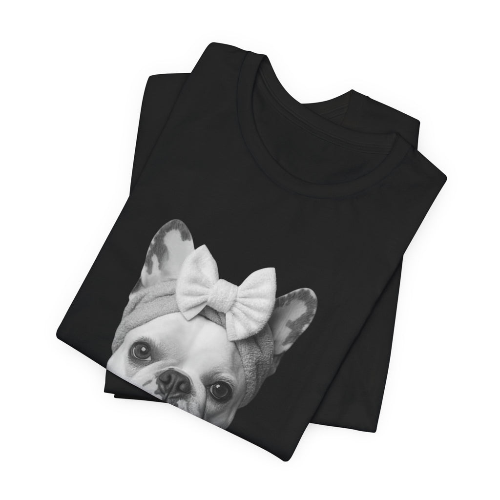 French Bulldog Portrait Tee — Cute Bow Dog Graphic T-Shirt