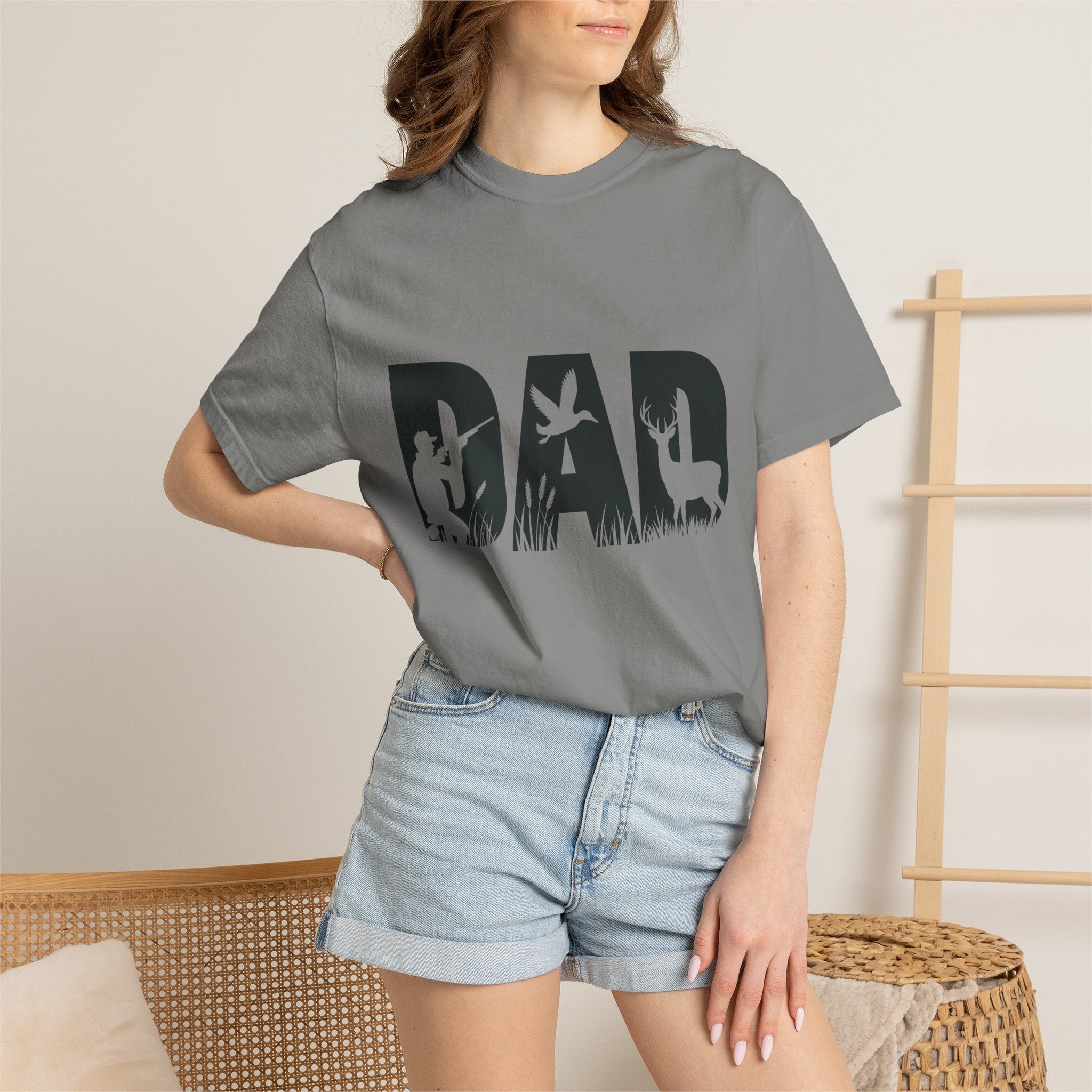 Dad Silhouette Nature T-Shirt — 'DAD' Deer & Camper Outdoor Graphic Tee