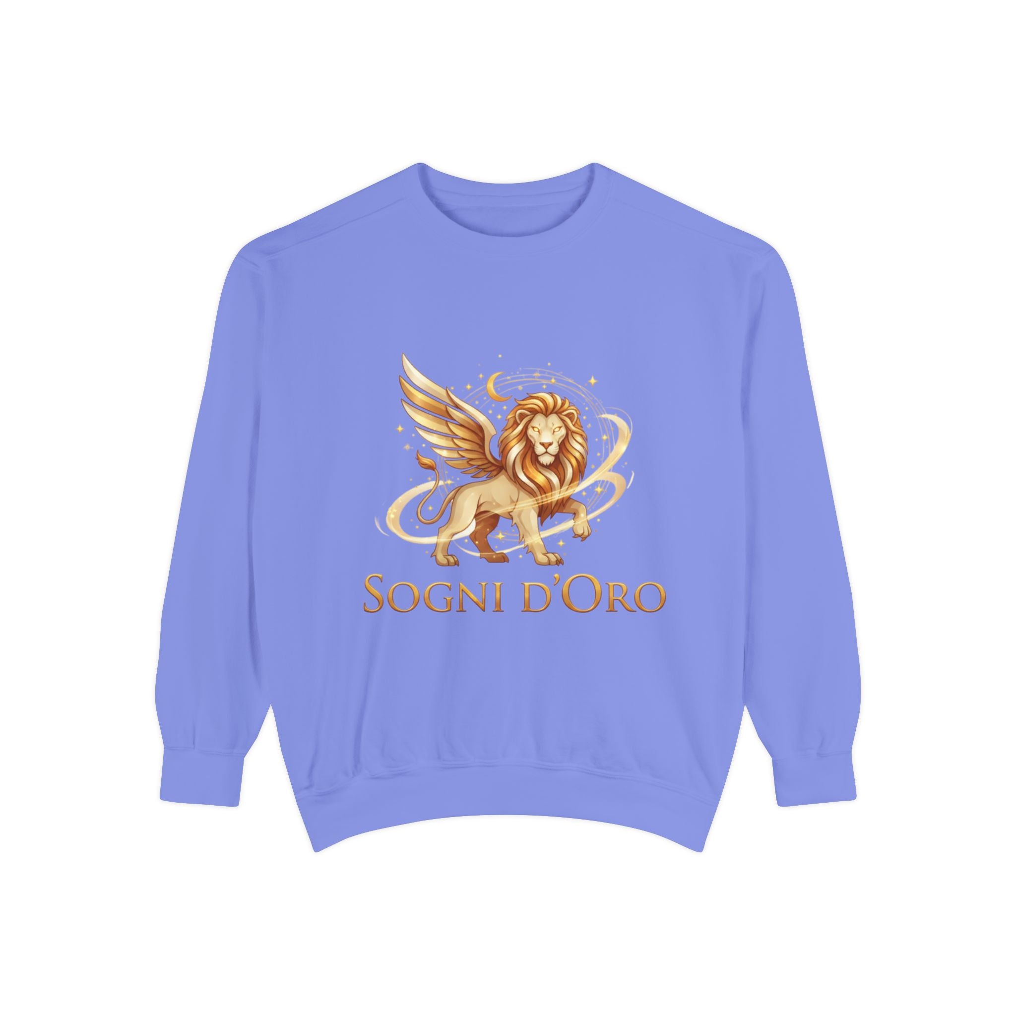 Altın Kanatlı Aslan Sweatshirt — "Sogni d'Oro" Rüya Gibi İtalyan Esintili Yuvarlak Yaka